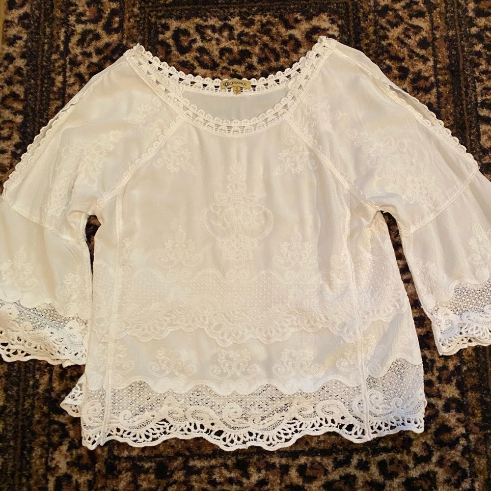 Women’s embroidered Democracy brand shirt - small
